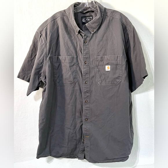 CARHARTT RUGGED FLEX RELAX FIT MENS GRAY HEAVY COTTON BUTTON UP SHIRT XXL. #162 - Picture 1 of 5